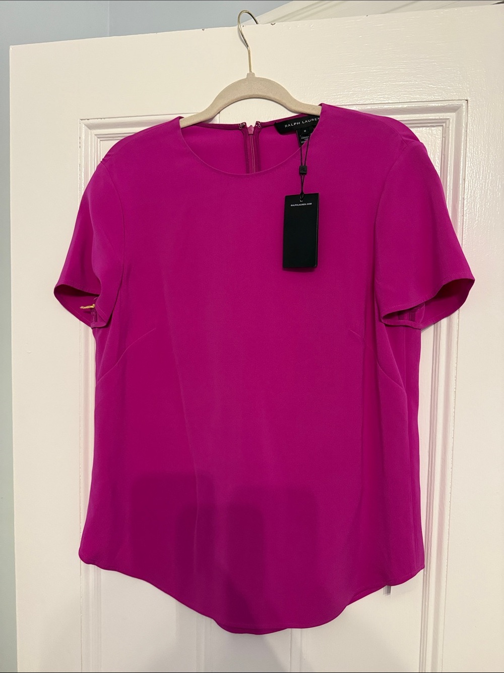 Ralph Lauren Black label Fuchsia Short Sleeve Silk NWT size 12 magenta
